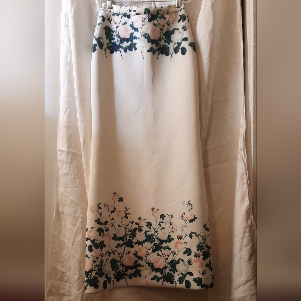 NWT ERIN by erin fetherston Full Length Floral Skirt In White